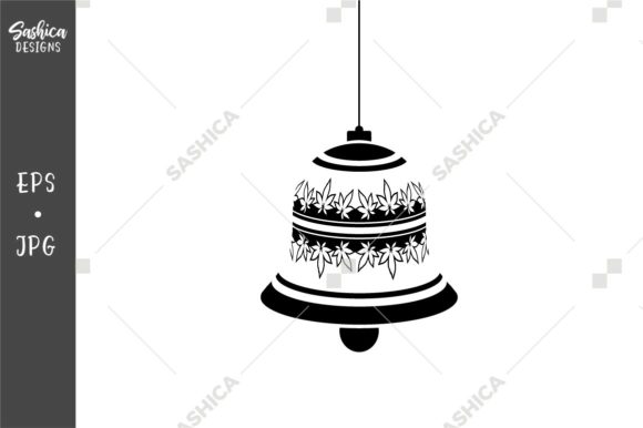 Black Christmas Bell with Pot Leaves Illustrations
