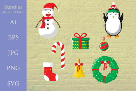 Bundle Merry Christmas, Santa Snowman Illustrations