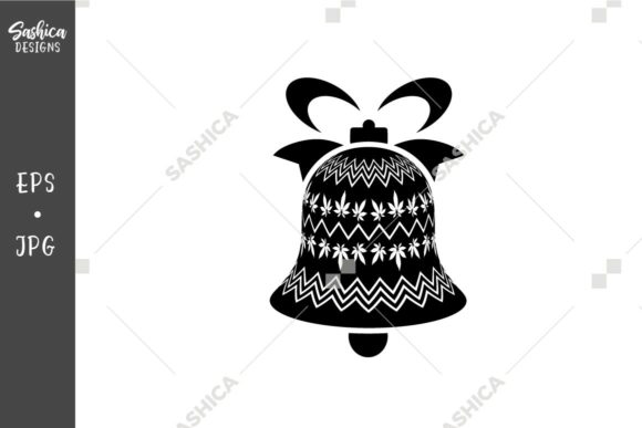 Christmas Bell with Pot Leaves Illustrations