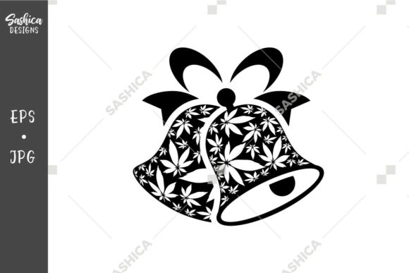 Christmas Bells with Marijuana Leaves Illustrations