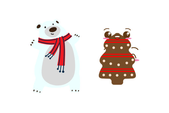 Christmas Vector Bear Cookies Illustrations