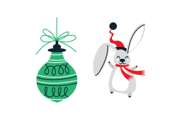 Christmas Vector Rabbit Ornament Illustrations
