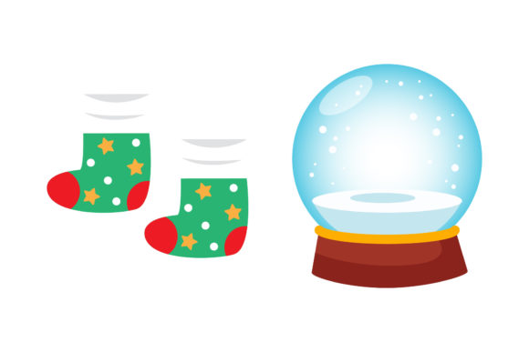 Christmas Vector Snowball Stocking Illustrations
