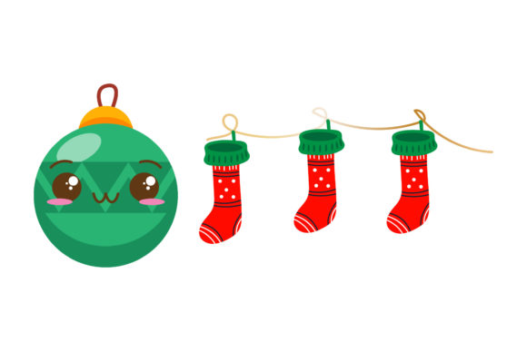 Christmas Vector Stocking Ornament Illustrations
