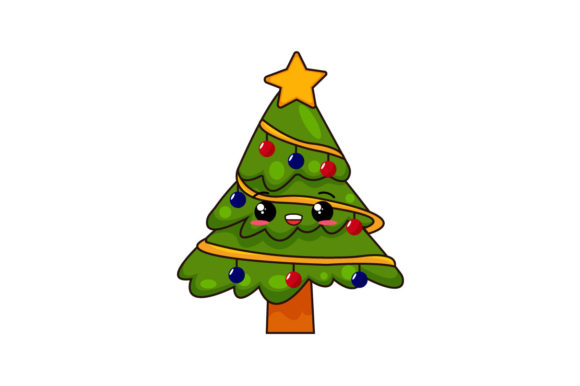 Cute Kawaii Christmas Tree Illustrations