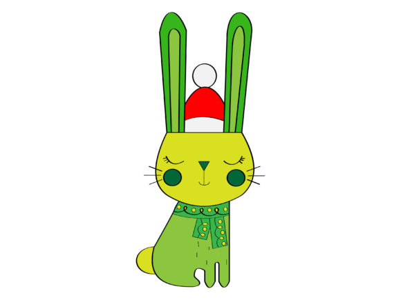 Funny Cat Picture with Christmas Hats Illustrations