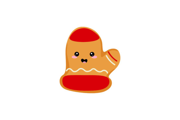 Red Christmas Glove Cookie Kawaii Illustrations