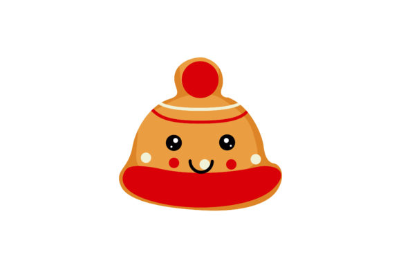 Red Christmas Hat Cookie Kawaii Design Illustrations