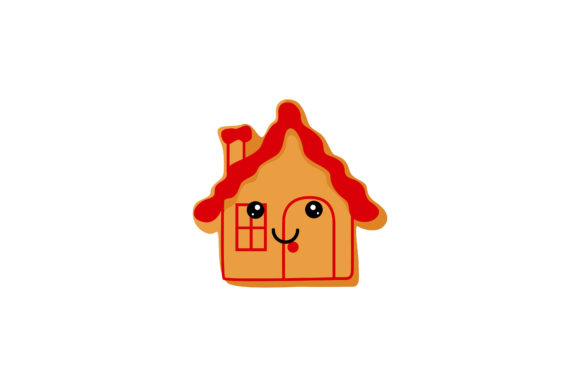 Sweet Red Christmas House Cookie Kawaii Illustrations