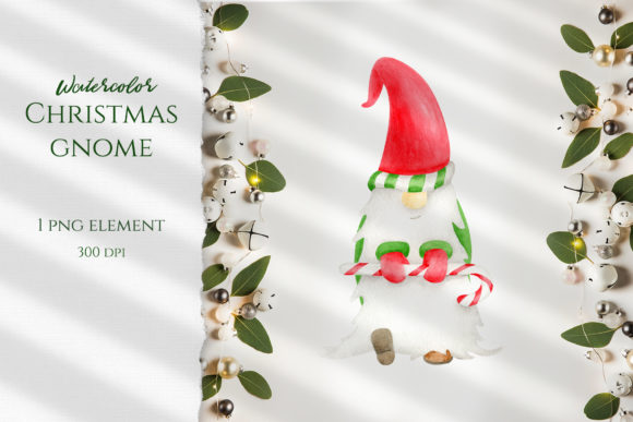 Watercolor Christmas Gnome Illustrations