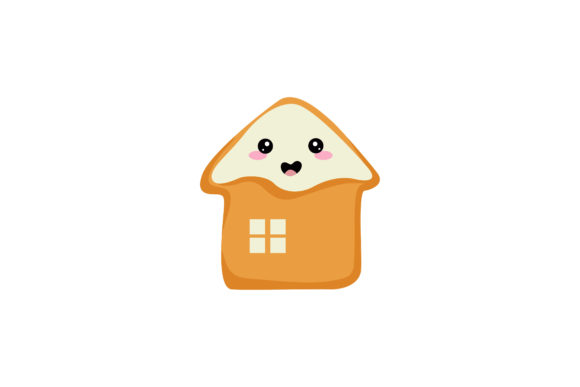 White Christmas House Cookie Kawaii Illustrations